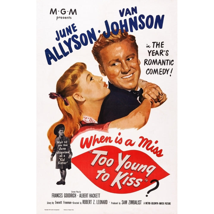 Too Young To Kiss Us Poster Art From Left: June Allyson Van Johnson 1951 Movie Poster Masterprint Image 2