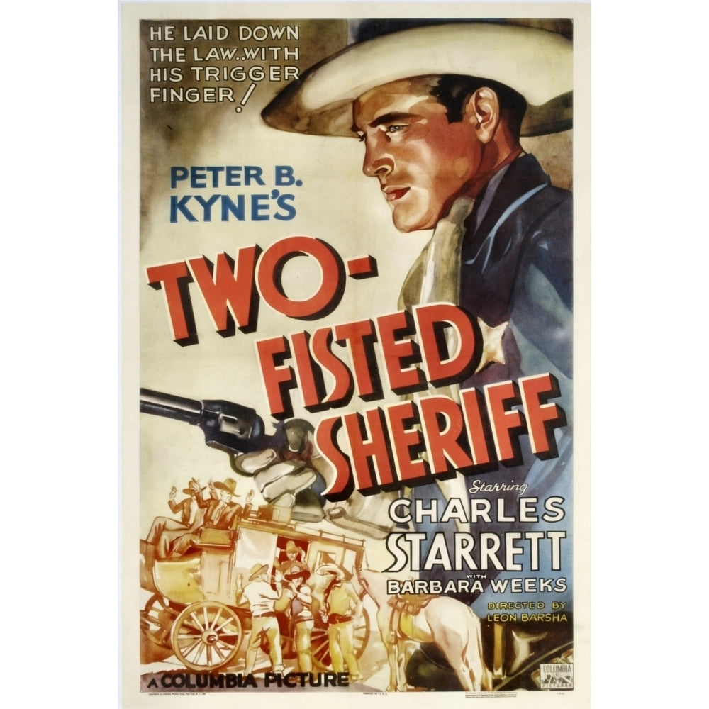 Two-Fisted Sheriff Charles Starrett 1937 Movie Poster Masterprint Image 1