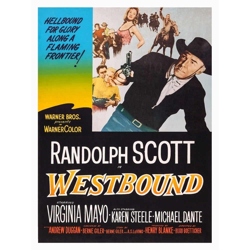 Westbound Us Poster Art Center: Randolph Scott; Top: Virginia Mayo 1959 Movie Poster Masterprint Image 2