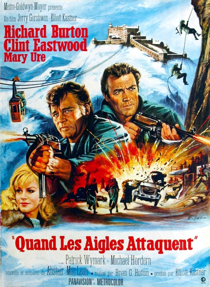 Where Eagles Dare From Left Mary Ure Richard Burton Clint Eastwood 1968 Movie Poster Masterprint Image 1