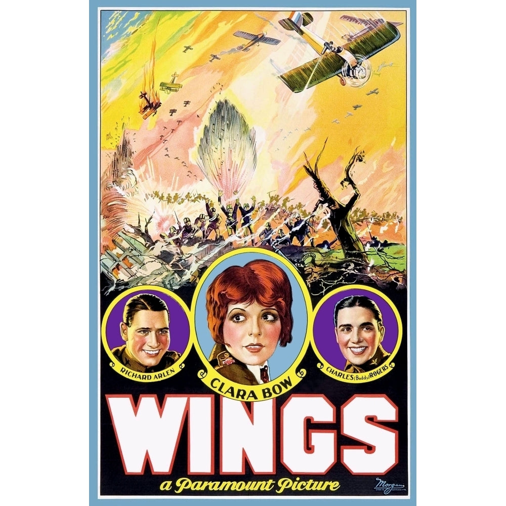 Wings From Left: Richard Arlen Clara Bow Charles Rogers 1927 Movie Poster Masterprint Image 1