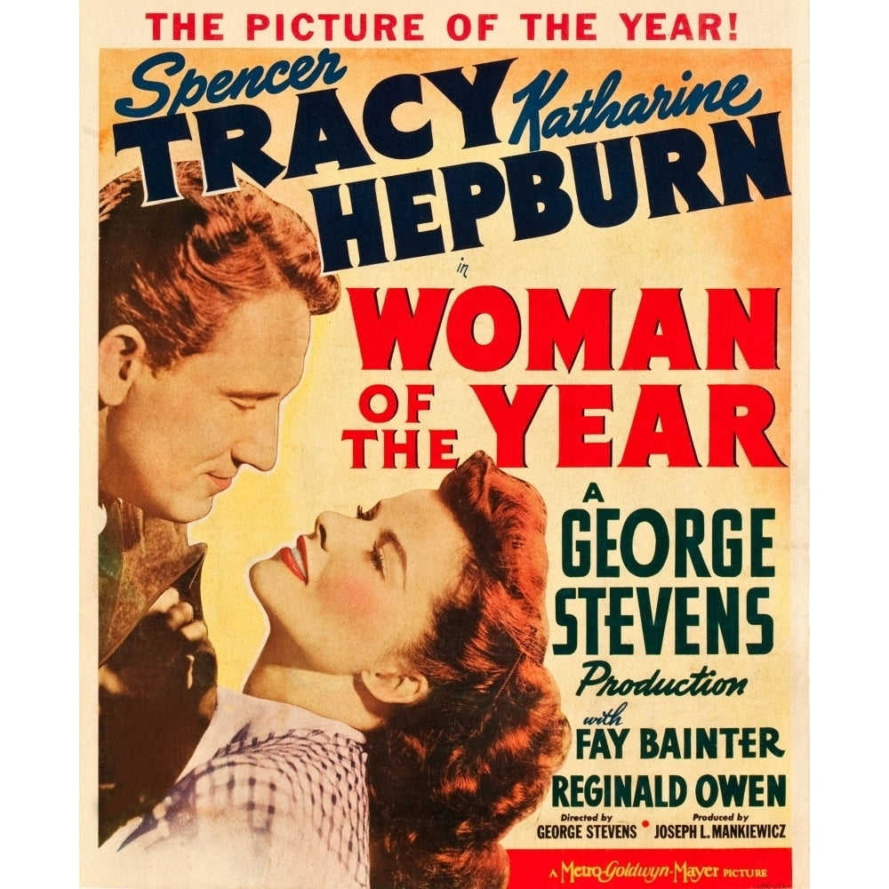 Woman Of The Year L-R: Spencer Tracy Katharine Hepburn On Window Card 1942. Movie Poster Masterprint Image 2