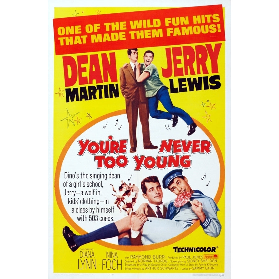 YouRe Never Too Young Us Poster Art From Left: Dean Martin Jerry Lewis 1955 Movie Poster Masterprint Image 1