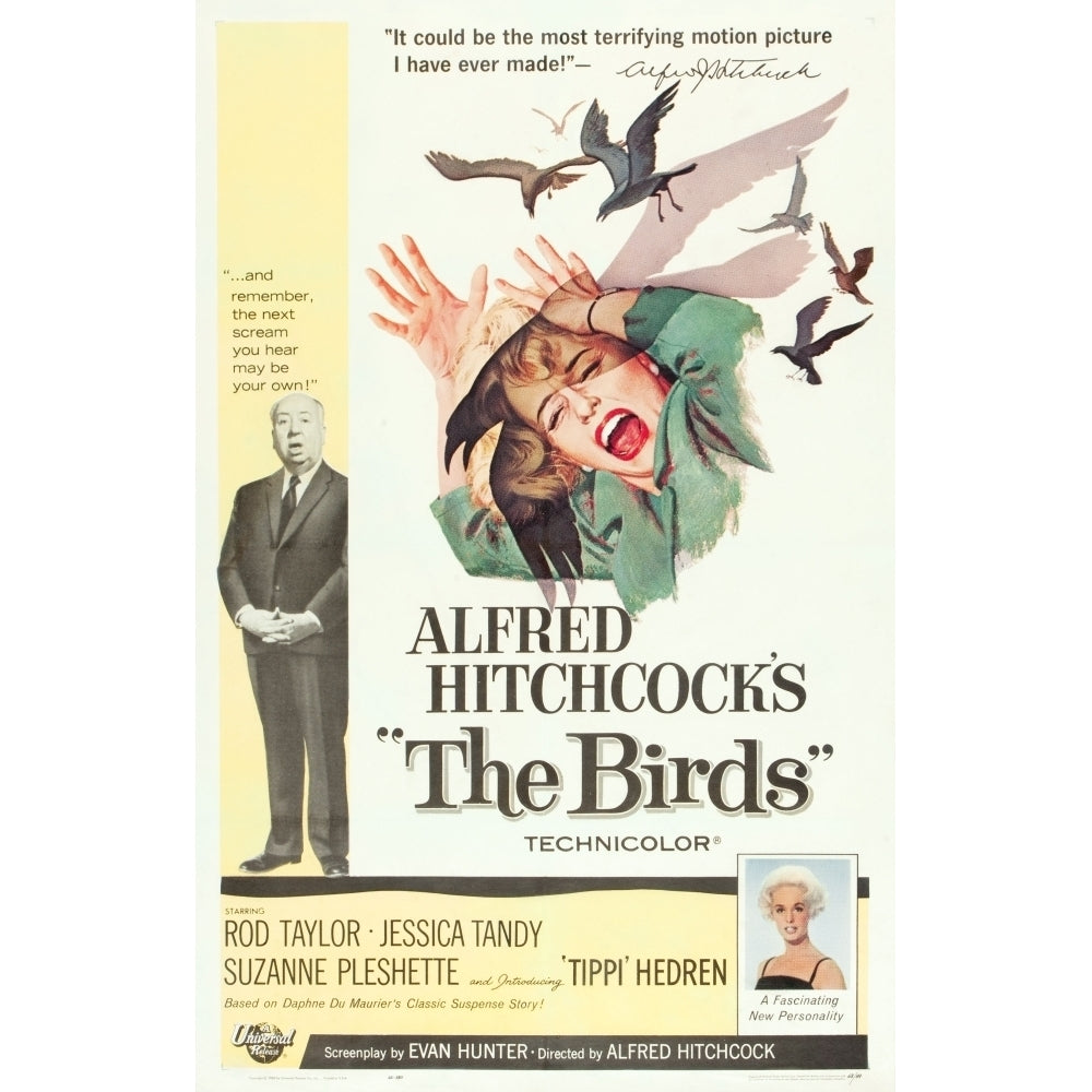 The Birds From Left Alfred Hitchcock Jessica Tandy Tippi Hedren 1963 Movie Poster Masterprint Image 2