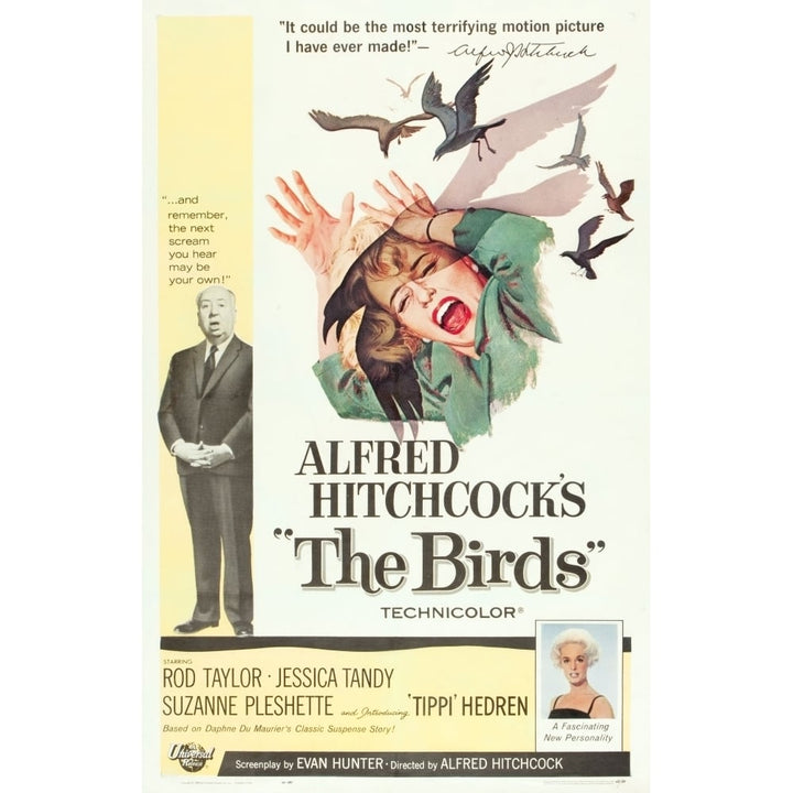 The Birds From Left Alfred Hitchcock Jessica Tandy Tippi Hedren 1963 Movie Poster Masterprint Image 1