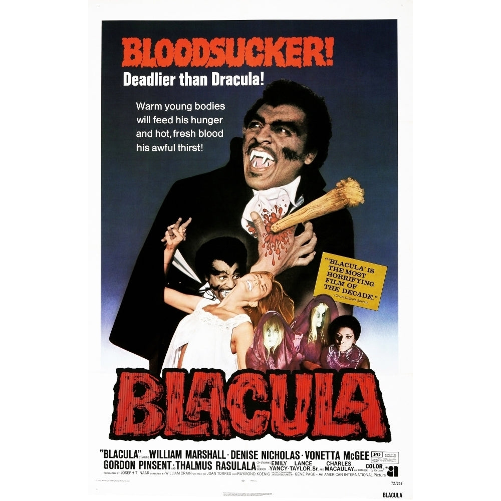 Blacula Us Poster William Marshall 1972. Movie Poster Masterprint Image 1