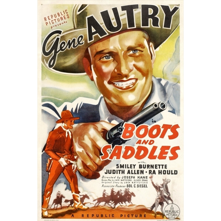 Boots And Saddles Gene Autry 1937 Movie Poster Masterprint Image 1