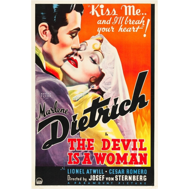 The Devil Is A Woman From Left: Cesar Romero Marlene Dietrich 1935 Movie Poster Masterprint Image 1