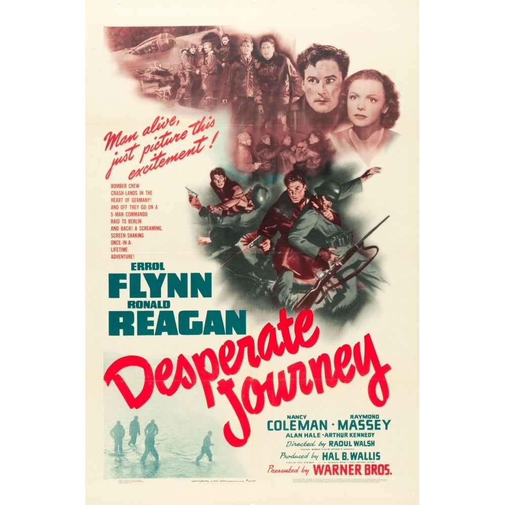 Desperate Journey Top Right From Left: Errol Flynn Nancy Coleman 1942 Movie Poster Masterprint Image 1