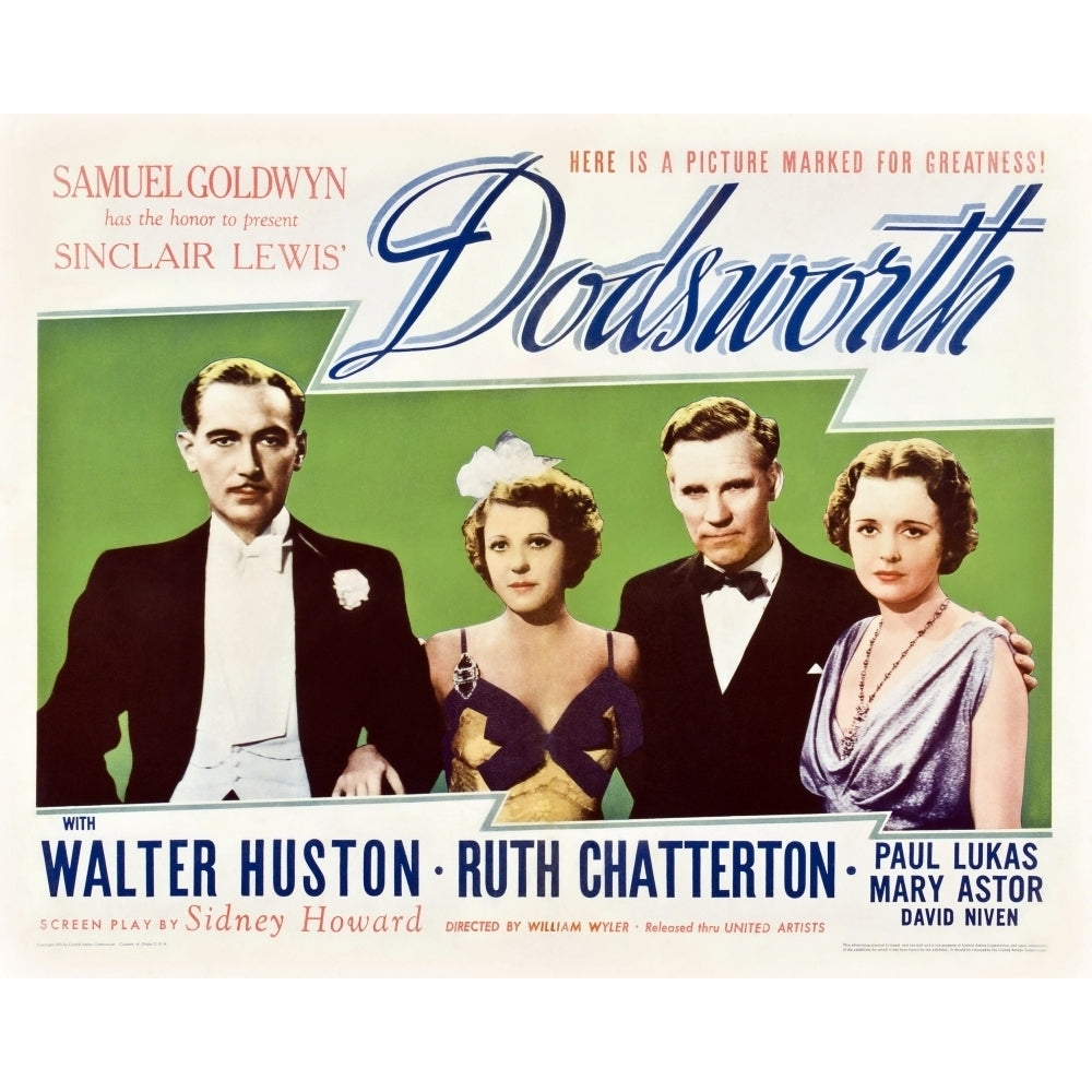 Dodsworth From Left: Paul Lukas Ruth Chatterton Walter Huston Mary Astor 1936. Movie Poster Masterprint Image 2