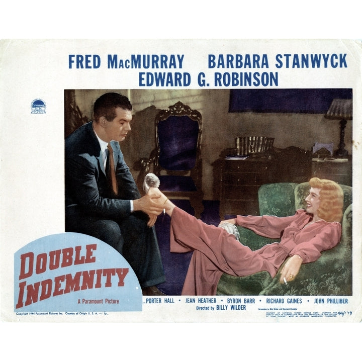 Double Indemnity Us Lobbycard Fred Macmurray Barbara Stanwyck 1944 Movie Poster Masterprint Image 1