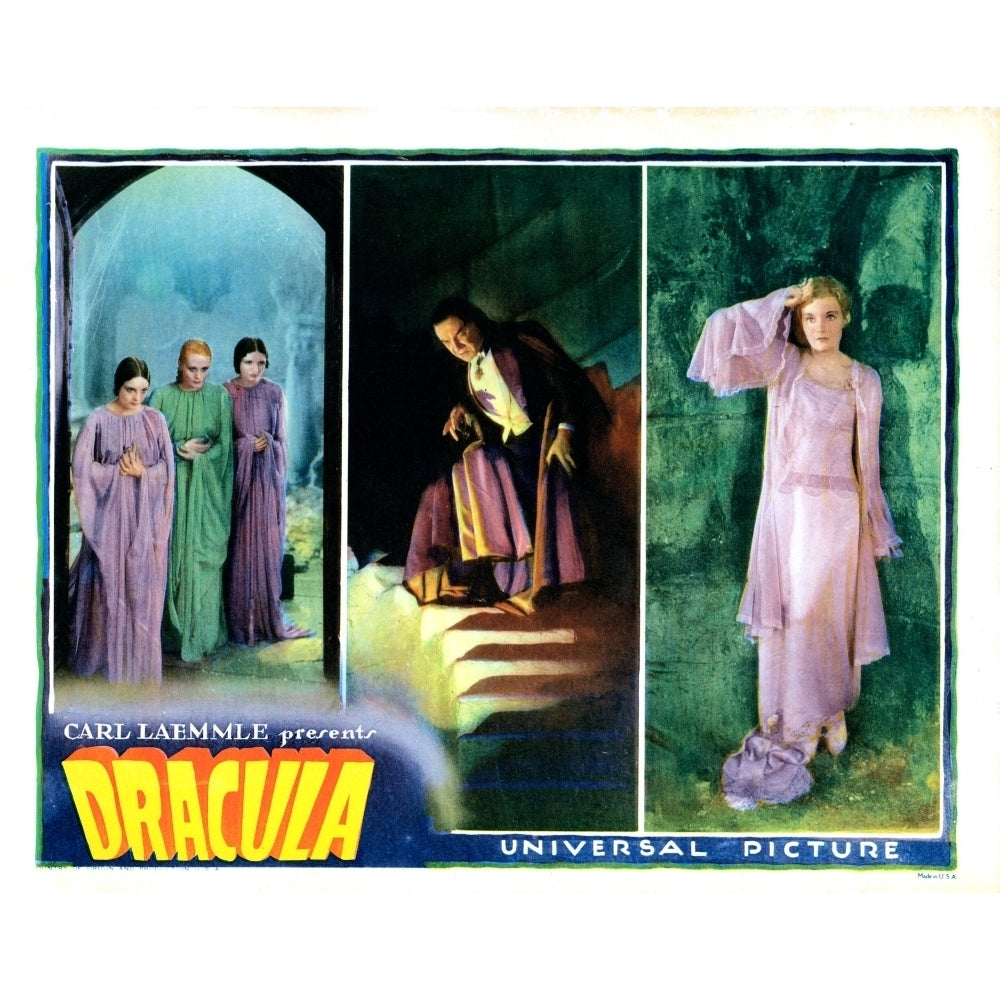 Dracula Left Panel: Geraldine Dvorak Dorothy Tree Cornelia Thaw Center: Bela Lugosi Right: Helen Chandler 1931 Poster Image 1