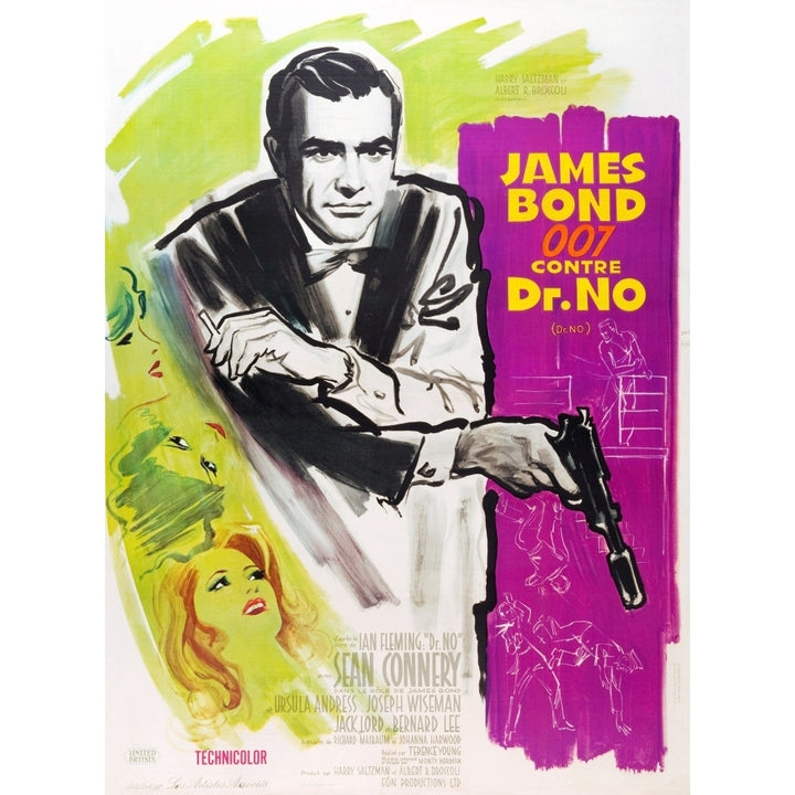 Dr. No Sean Connery On French Poster Art 1962. Movie Poster Masterprint Image 1