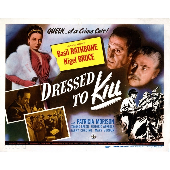 Dressed To Kill From Left Patricia Morison Basil Rathbone Nigel Bruce 1946 Movie Poster Masterprint Image 2