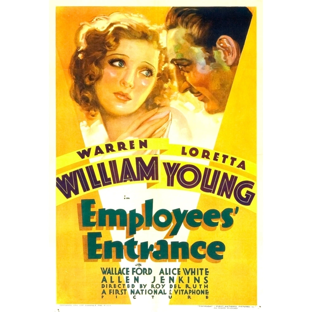 Employees Entrance From Left: Loretta Young Warren William 1933. Movie Poster Masterprint Image 2