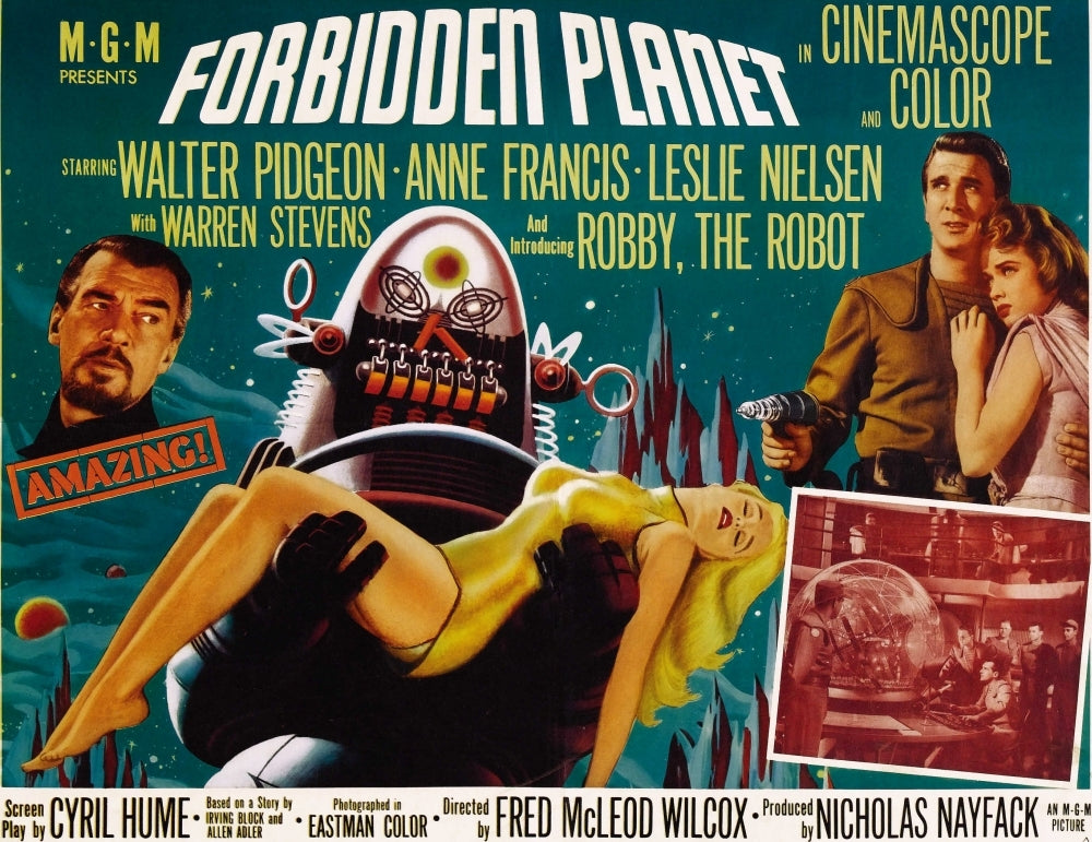 Forbidden Planet Walter Pidgeon Anne Francis Robby The Robot Leslie Nielsen 1956. Movie Poster Masterprint Image 1