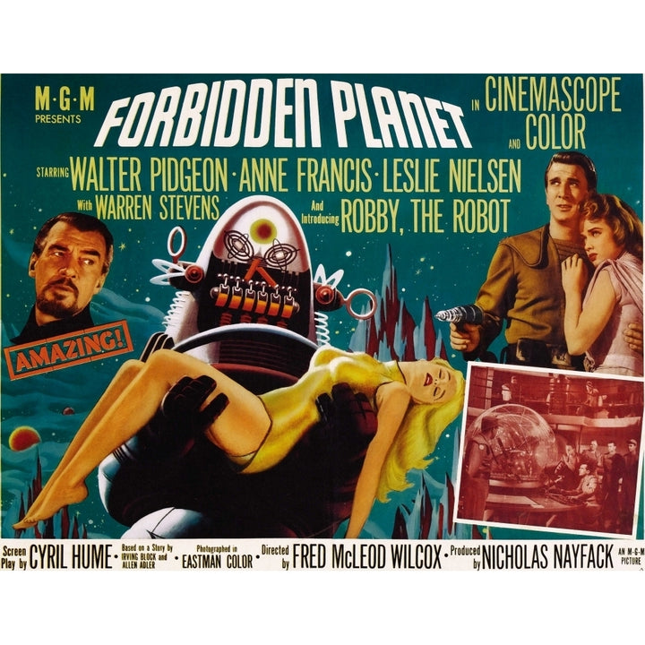 Forbidden Planet Walter Pidgeon Anne Francis Robby The Robot Leslie Nielsen 1956. Movie Poster Masterprint Image 2