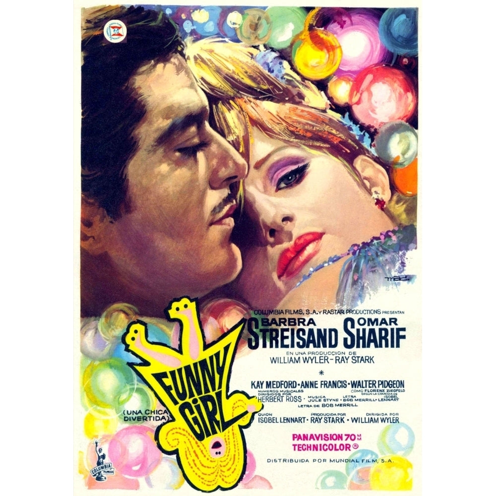 Funny Girl From Left: Omar Sharif Barbra Streisand; Spanish Poster 1968. Movie Poster Masterprint Image 2