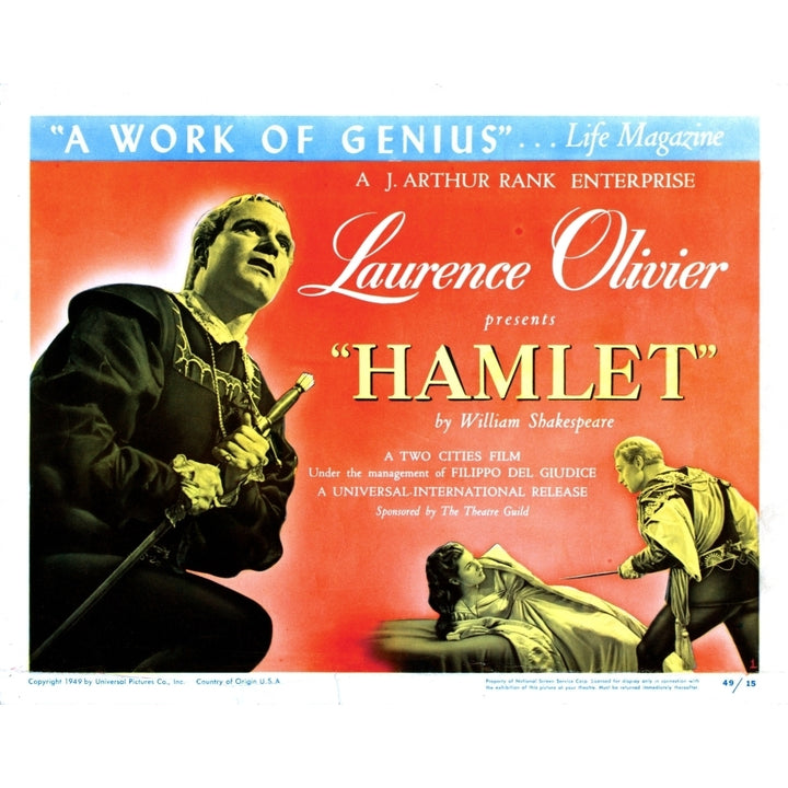 Hamlet Laurence Olivier Eileen Herlie 1948 Movie Poster Masterprint Image 2