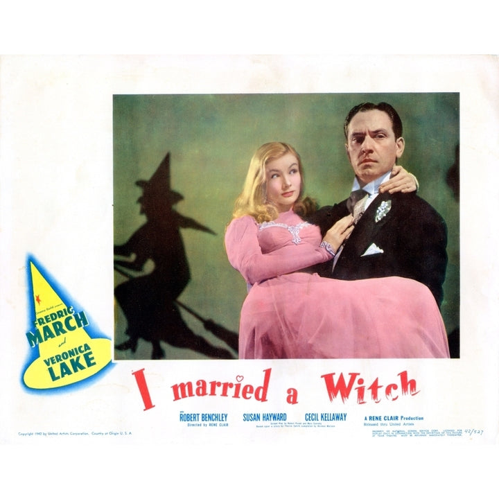 I Married A Witch From Left: Veronica Lake Fredric March On Lobbycard 1942. Movie Poster Masterprint Image 1