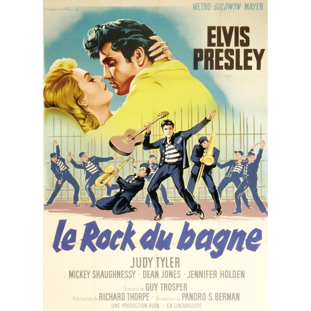 Jailhouse Rock Judy Tyler Elvis Presley Featured On French Poster Art 1957 Movie Poster Masterprint Image 2