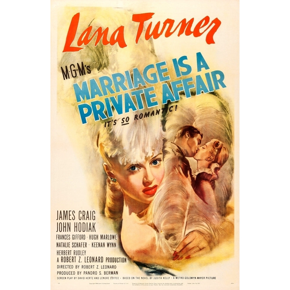 Marriage Is A Private Affair Lana Turner 1944 Movie Poster Masterprint Image 2