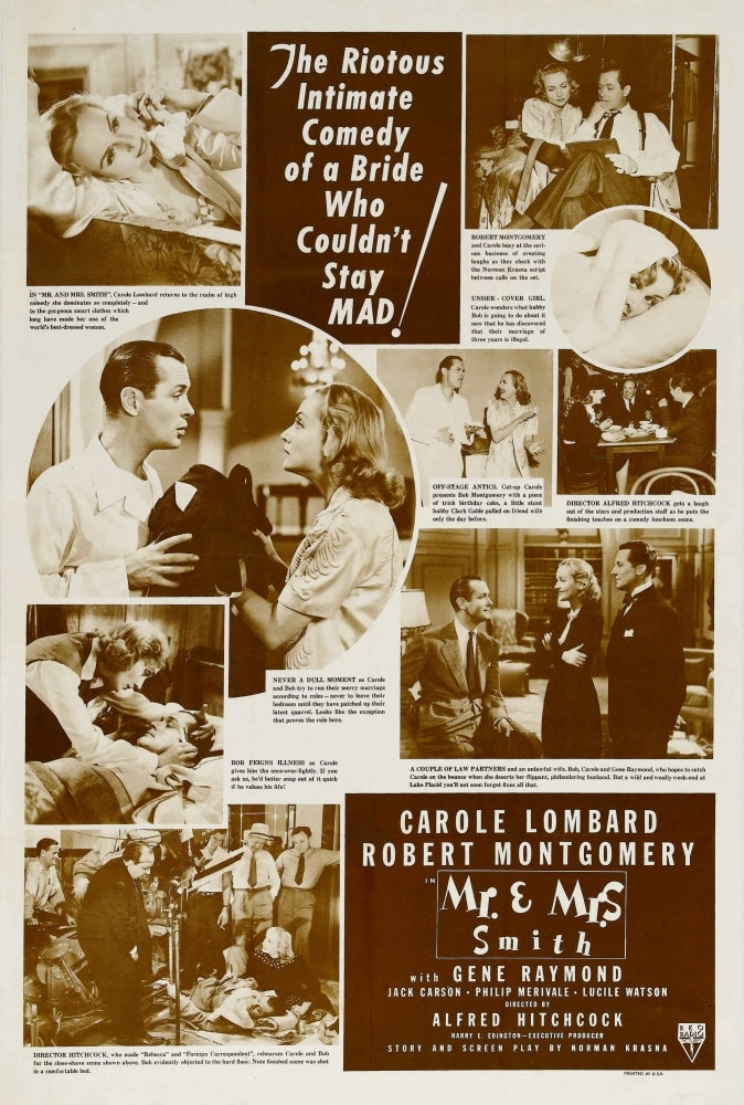 Mr. And Mrs. Smith Center From Left: Robert Montgomery Carole Lombard 1941. Movie Poster Masterprint Image 1