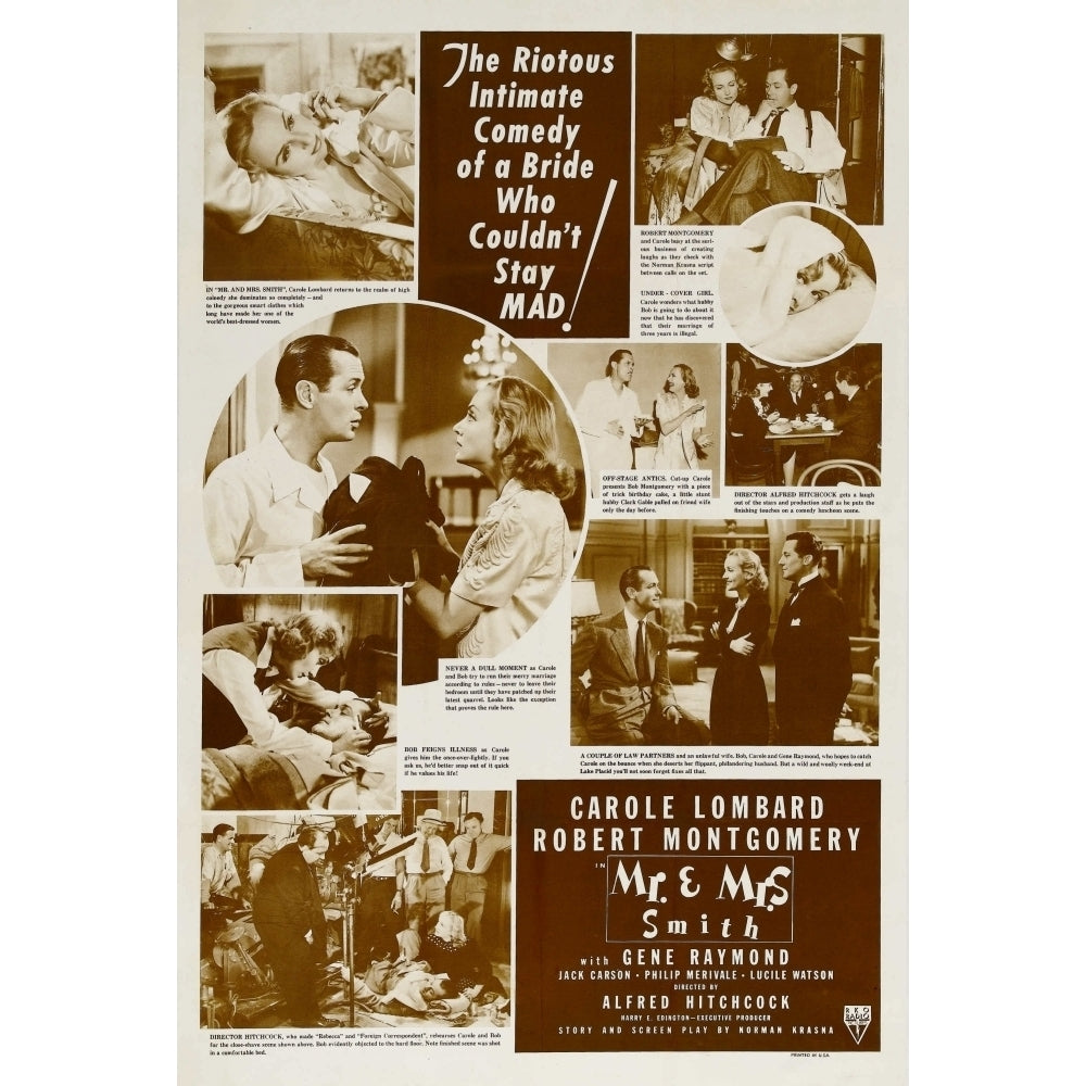 Mr. And Mrs. Smith Center From Left: Robert Montgomery Carole Lombard 1941. Movie Poster Masterprint Image 2