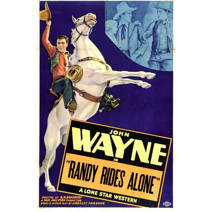 Randy Rides Alone Left: John Wayne 1934. Movie Poster Masterprint Image 2