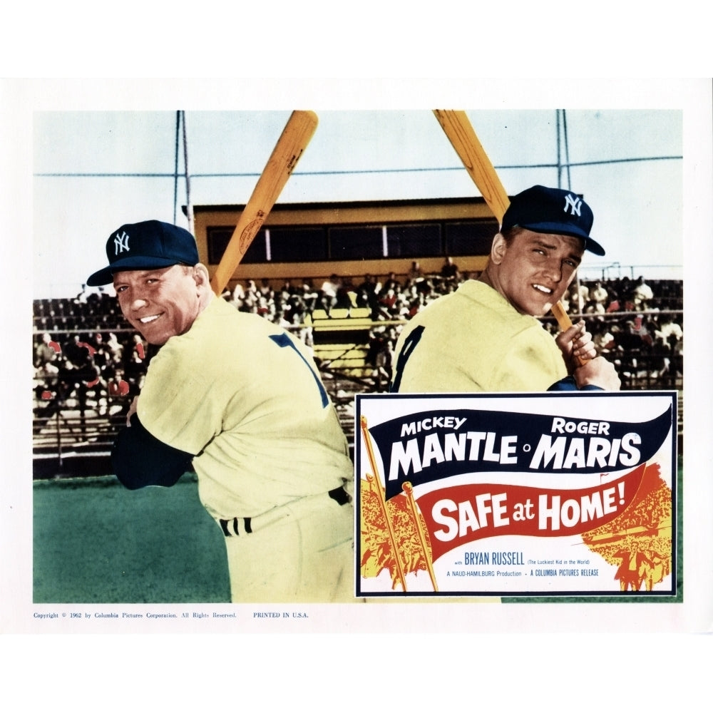 Safe At Home! From Left Mickey Mantle Roger Maris 1962 Movie Poster Masterprint Image 2