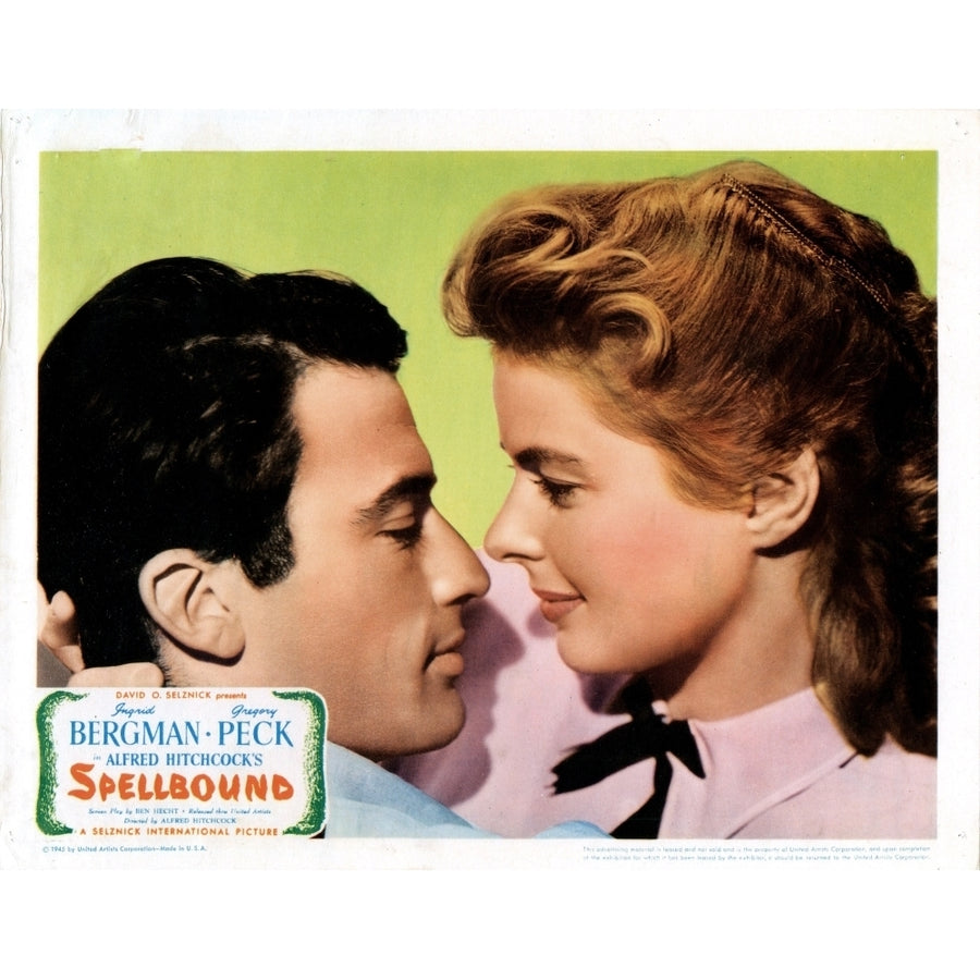 Spellbound From Left: Gregory Peck Ingrid Bergman On Lobbycard 1945. Movie Poster Masterprint Image 1