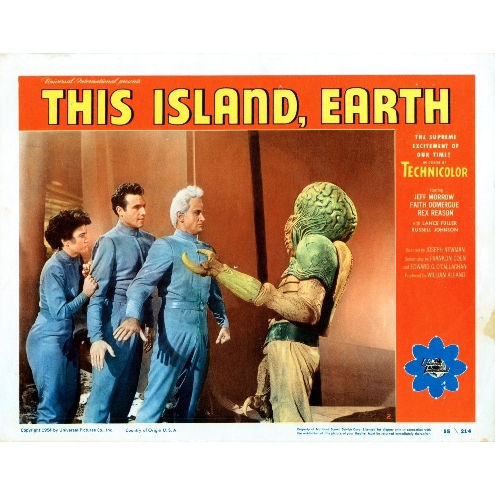 This Island Earth Us Lobbycard From Left: Faith Domergue Rex Reason Jeff Morrow 1955 Movie Poster Masterprint Image 1