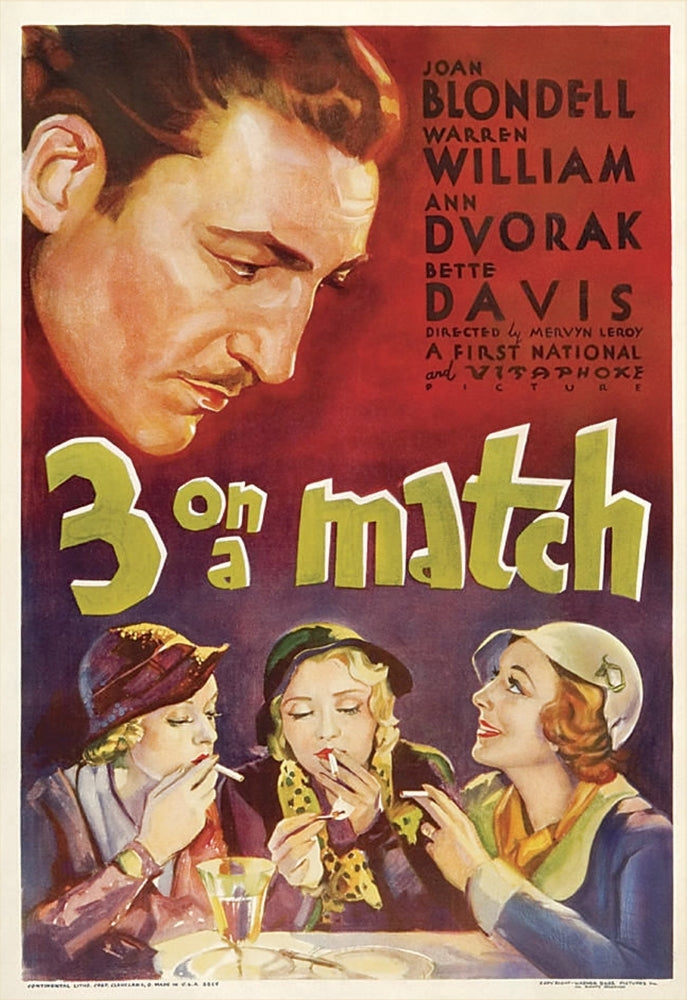 Three On A Match Warren William Bette Davis Joan Blondell Ann Dvorak 1932 Movie Poster Masterprint Image 1