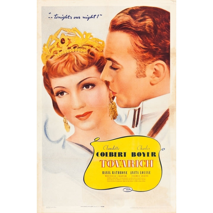 Tovarich L-R: Claudette Colbert Charles Boyer On Poster Art 1937 Movie Poster Masterprint Image 1