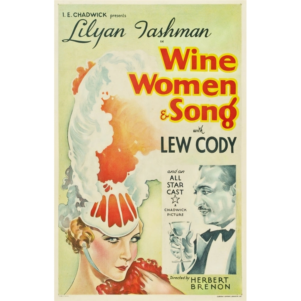 Wine Women And Song From Left: Lilyan Tashman Lew Cody 1933 Movie Poster Masterprint Image 1