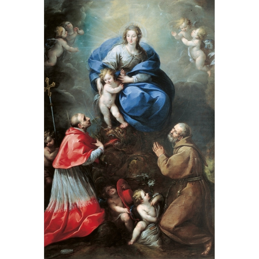 Madonna With Child And Sts Charles Borromeo And Felix Of Cantalice Poster Print Image 1