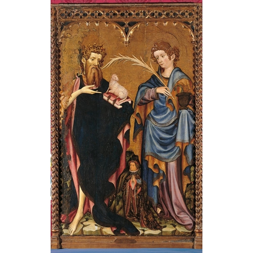 St John The Baptist And St John The Evangelist With A Donor Poster Print Image 1