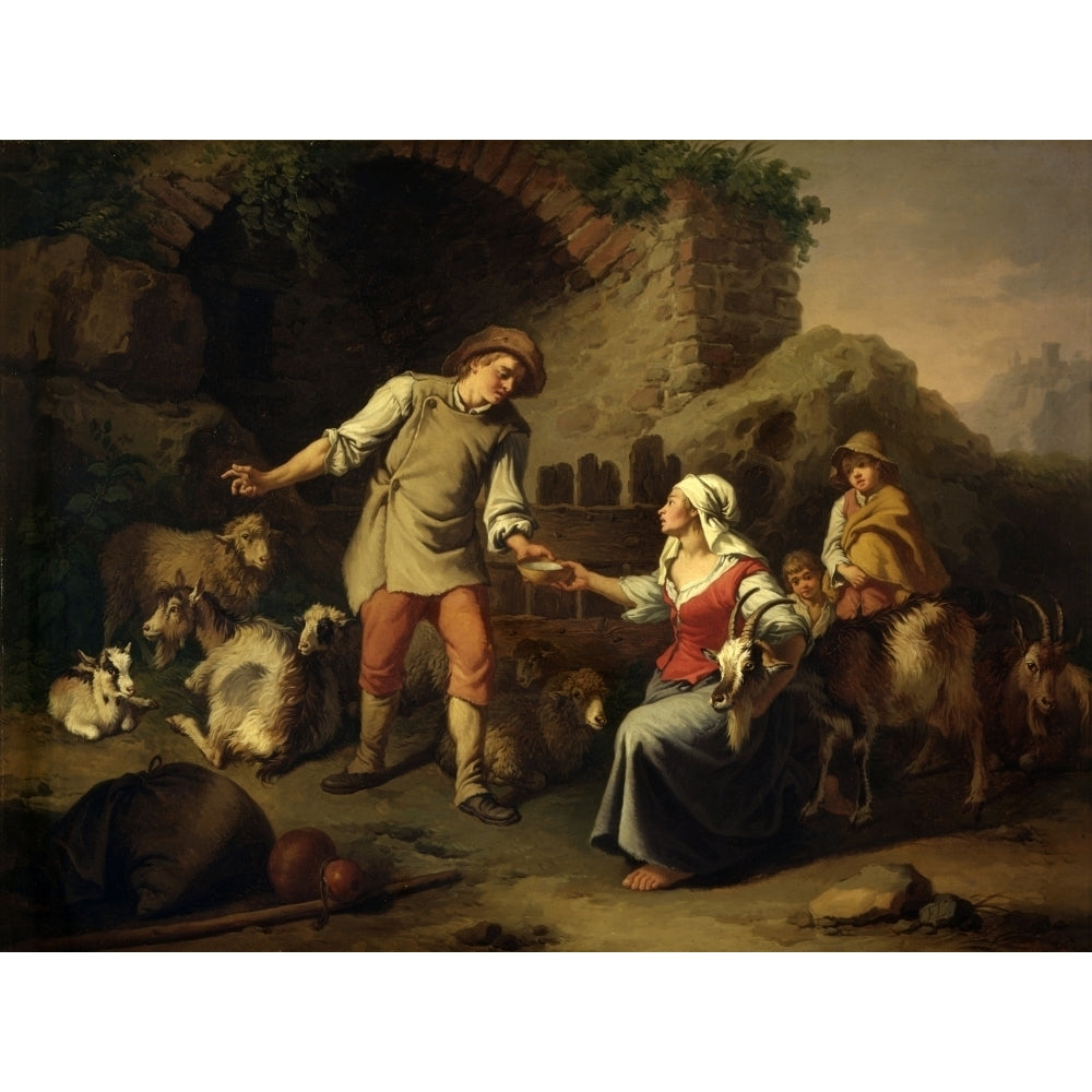 Country Scene With Shepherds And Goats Poster Print Image 2