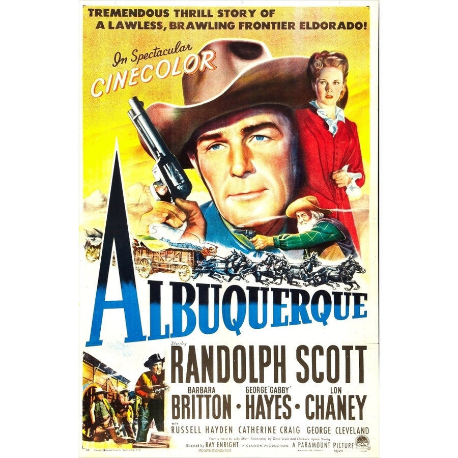 Albuquerque Us Poster Center From Left: Randolph Scott Barbara Britton 1948 Movie Poster Masterprint Image 1