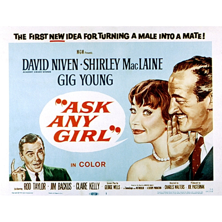 Ask Any Girl Gig Young Shirley Maclaine David Niven 1959 Poster Art Movie Poster Masterprint Image 1