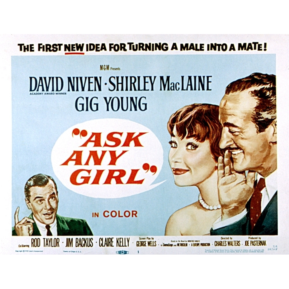 Ask Any Girl Gig Young Shirley Maclaine David Niven 1959 Poster Art Movie Poster Masterprint Image 2