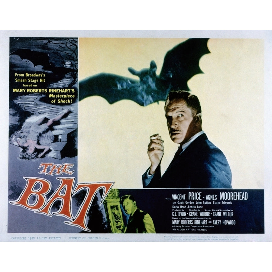 The Bat Vincent Price 1959 Movie Poster Masterprint Image 1