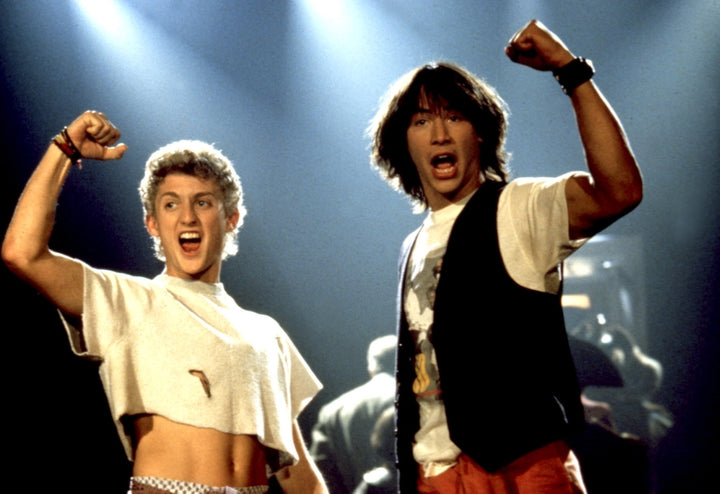 Bill And TedS Excellent Adventure Alex Winter Keanu Reeves 1989 Raised Fist Photo Print Image 1