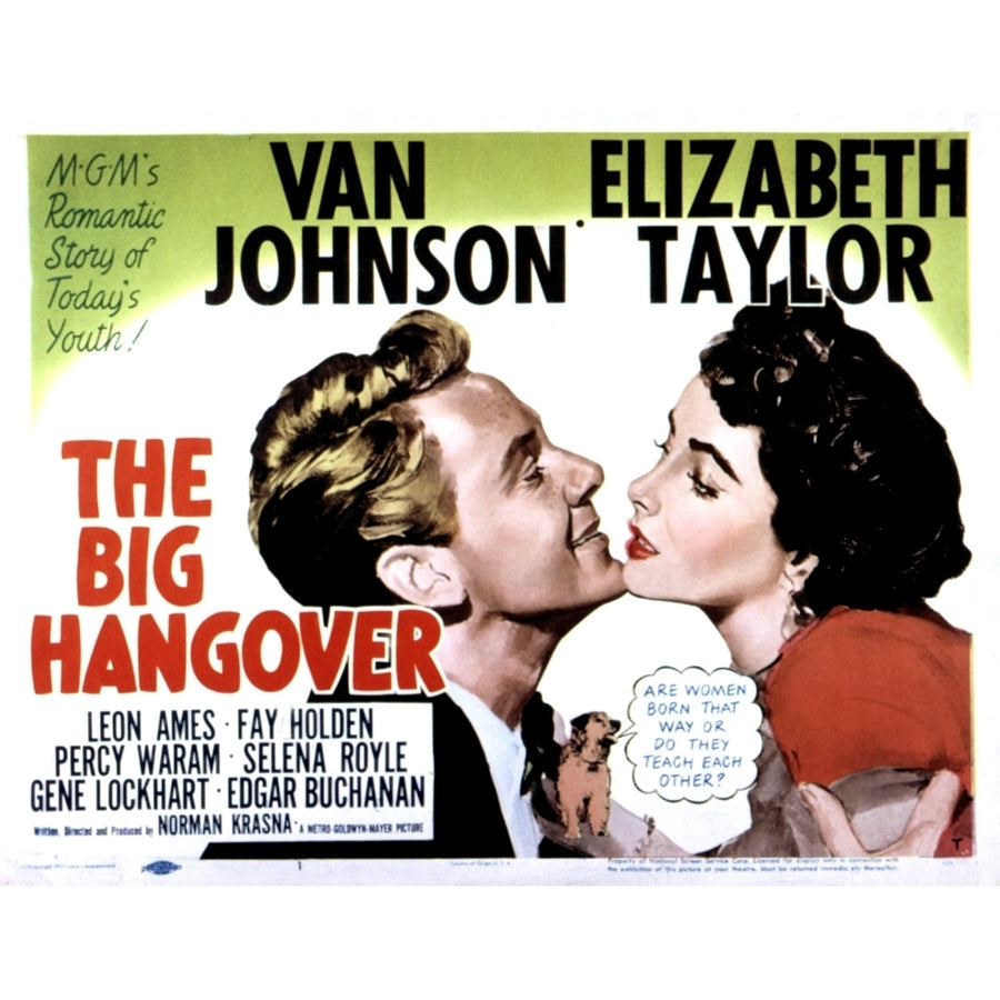 The Big Hangover Van Johnson Elizabeth Taylor 1950 Movie Poster Masterprint Image 1