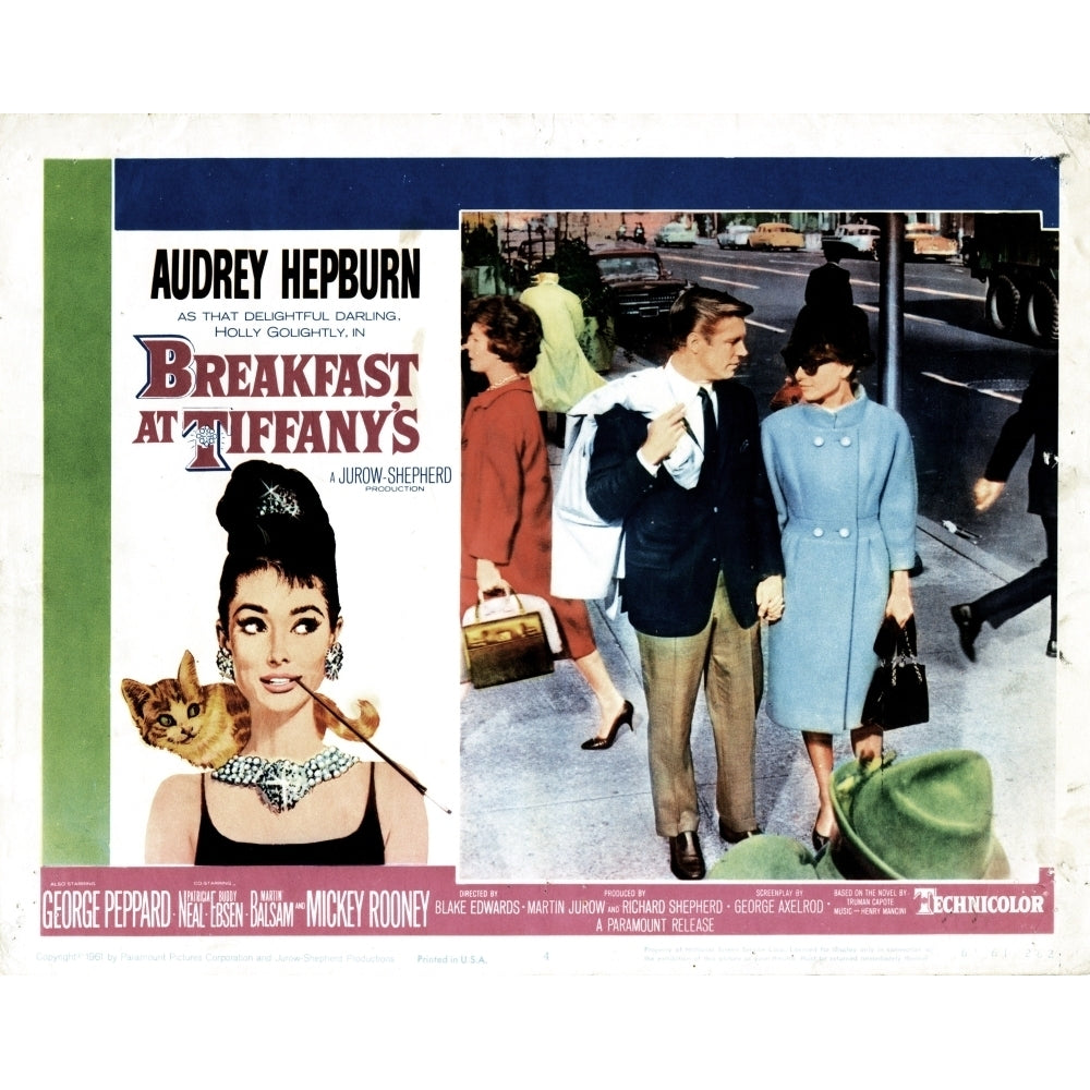 Breakfast At TiffanyS From Left George Peppard Audrey Hepburn 1961 Movie Poster Masterprint Image 2