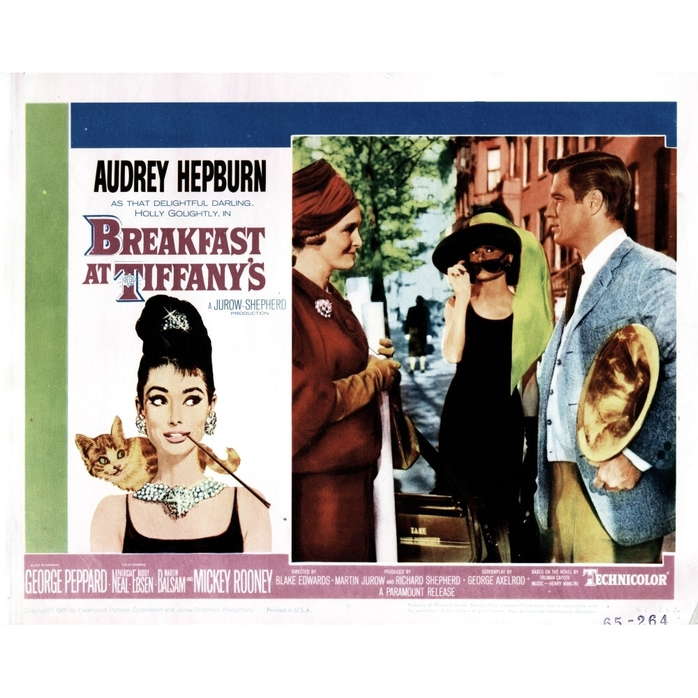 Breakfast At TiffanyS From Left Patricia Neal Audrey Hepburn George Peppard 1961 Movie Poster Masterprint Image 2