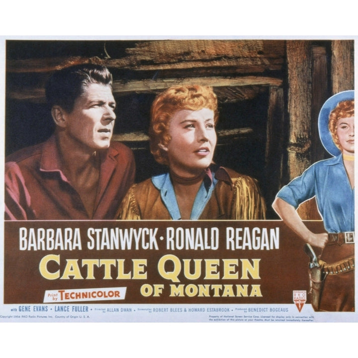 Cattle Queen Of Montana Ronald Reagan Barbara Stanwyck 1954 Movie Poster Masterprint Image 1