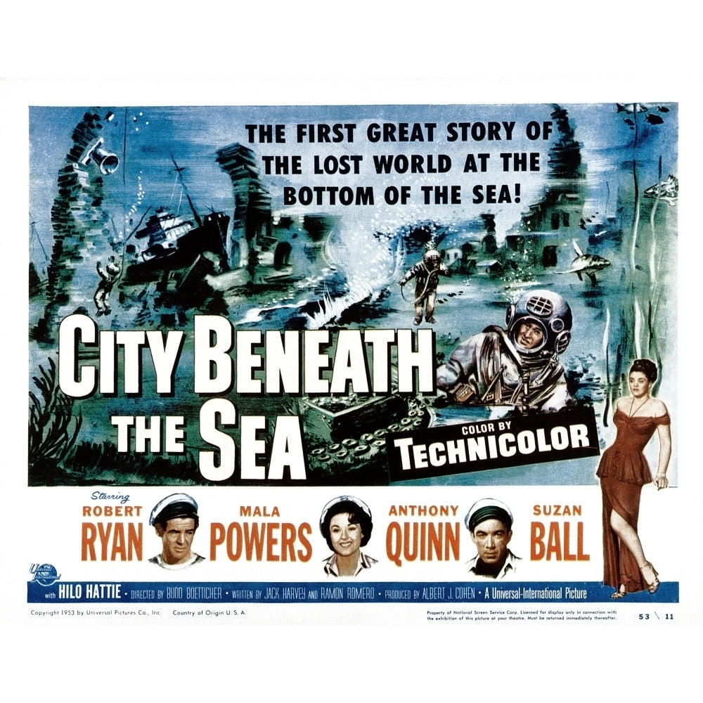 City Beneath The Sea Robert Ryan Mala Powers Anthony Quinn Suzan Ball 1953 Movie Poster Masterprint Image 1