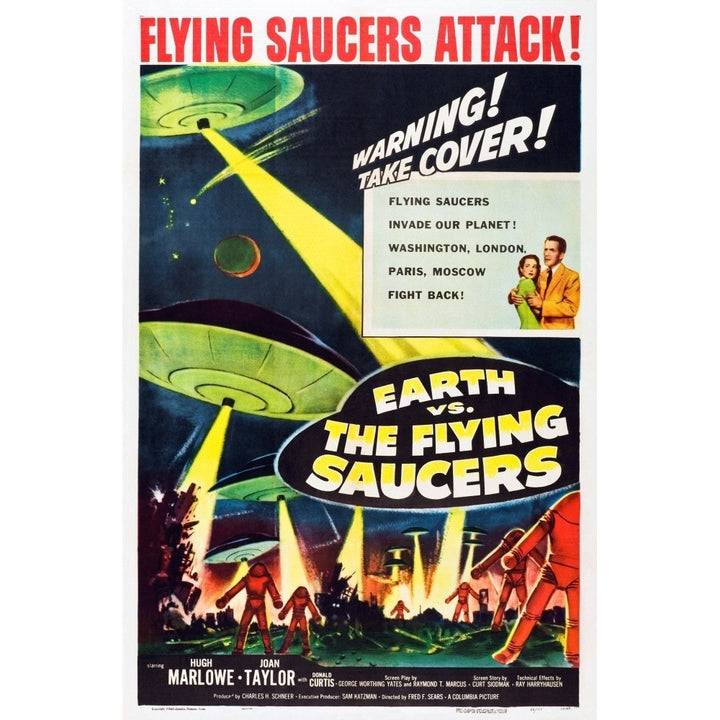 Earth Vs. The Flying Saucers 1956 Movie Poster Masterprint Image 2