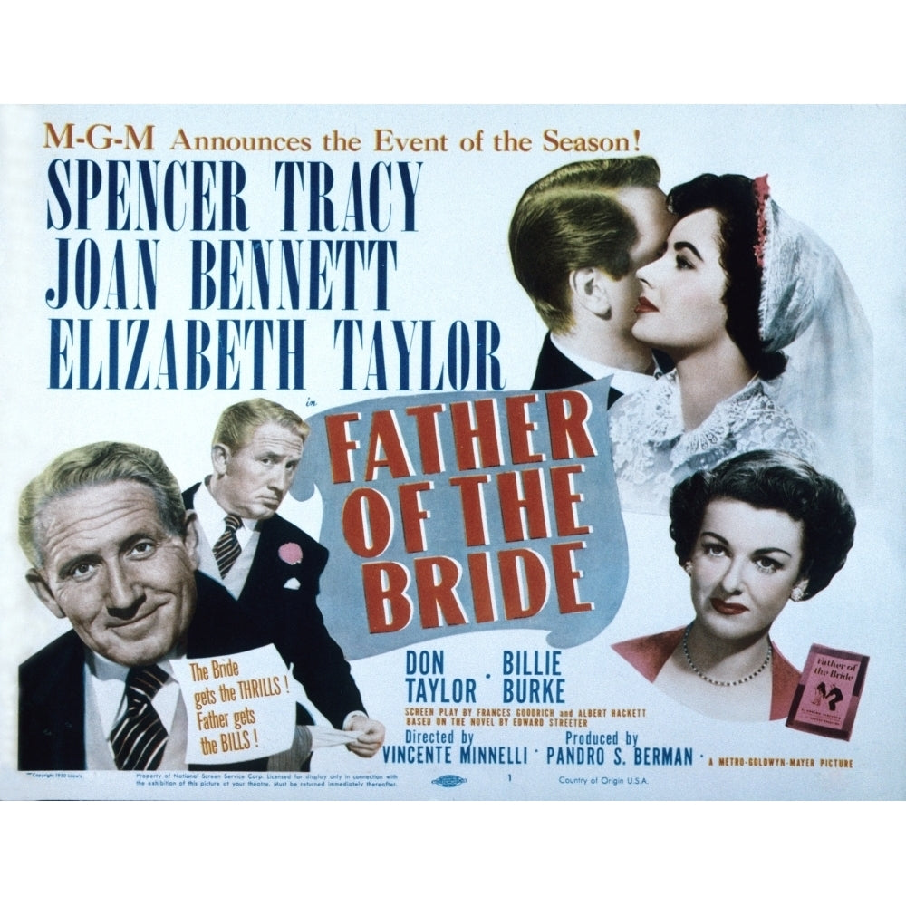 Father Of The Bride Spencer Tracy Elizabeth Taylor Joan Bennett 1950 Movie Poster Masterprint Image 2